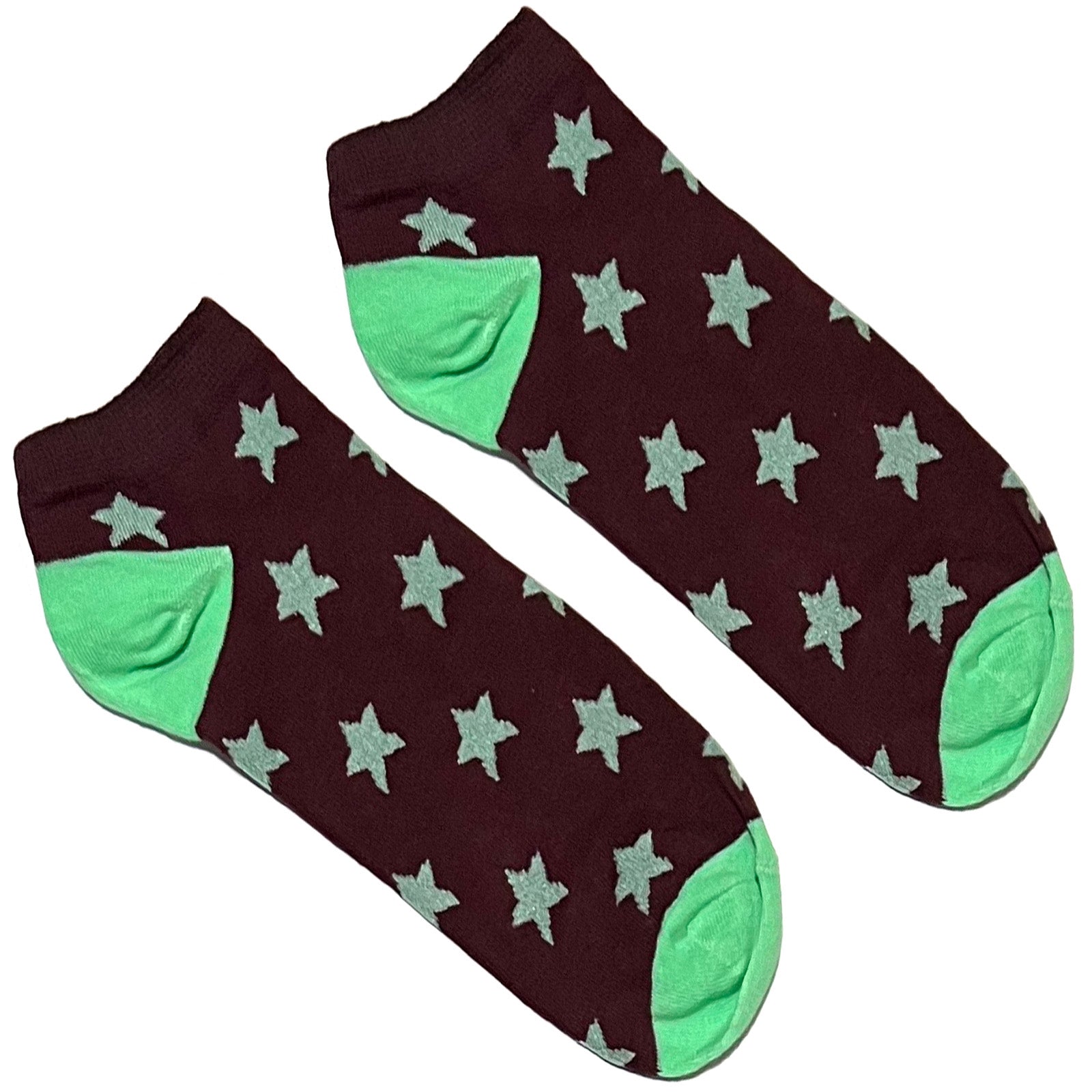 Brown And Green Stars Ankle Socks