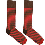 Brown And Maroon Stripes Short Crew Socks