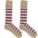 Brown And Pink Diamond Pattern Socks