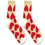 Brown And Red Heart Short Crew Socks