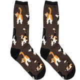 Brown Cat Back Short Crew Socks