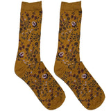 Brown Floral Pattern Short Crew Socks