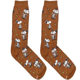 Brown Snoopy Gold Short Crew Socks