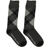 Dark Grey And Black Diamond Pattern Socks