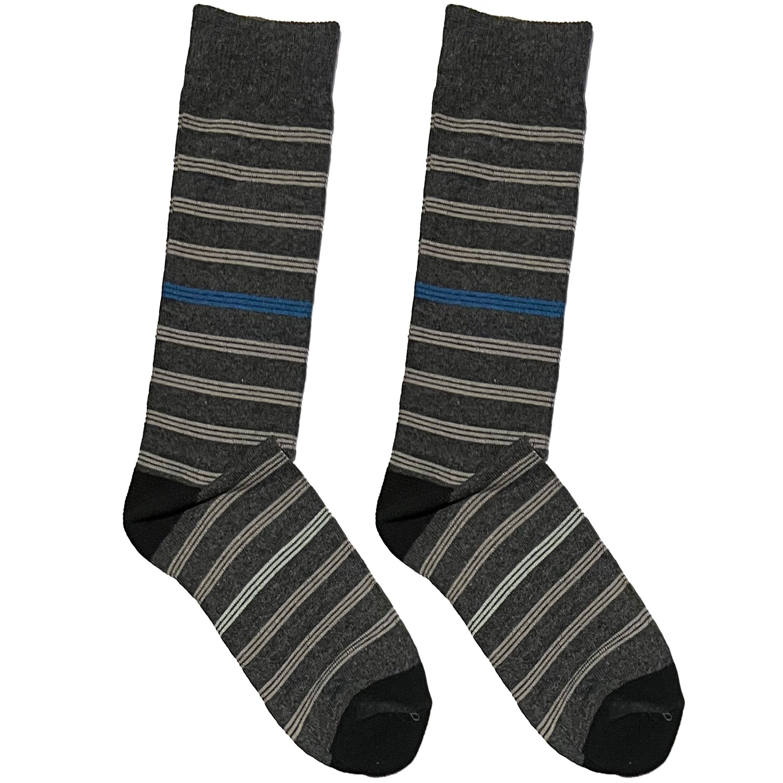 Dark Grey And Blue Triple Stripe Socks