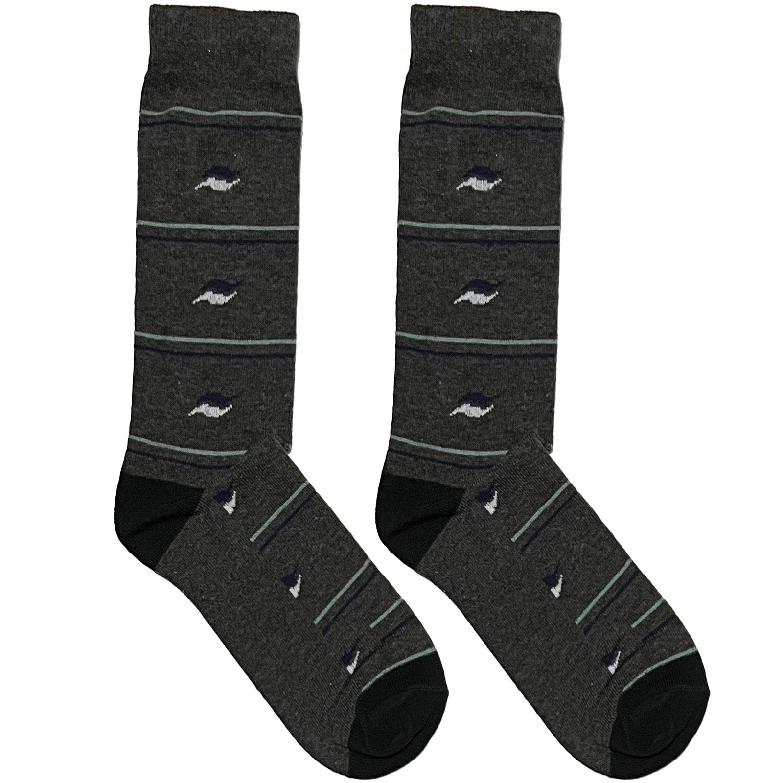 Dark Grey Bird Pattern Socks