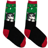 Green And Black Cat Lights Shorts Crew Socks
