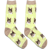 Green And Blue Cat Short Crew Socks