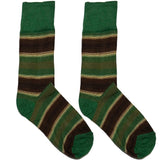 Green And Brown Stripe Short Crew Socks