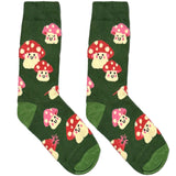 Green And Pink Mushroom Short Crew Socks
