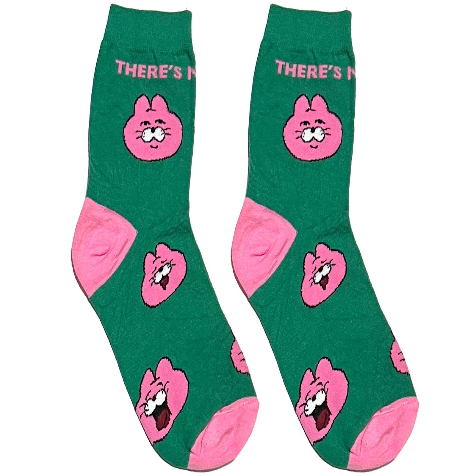 Green And Pink Rabbit Short Crew Socks