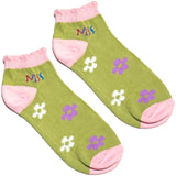 Green And Purple Flower Ankle Socks