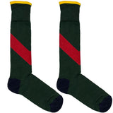 Green And Red Diagonal Stripe Socks