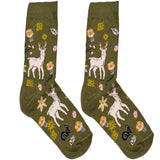 Green And White Deer Short Crew Socks