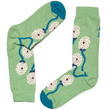 Green And White Flower Socks
