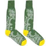 Green And White Paisley Socks