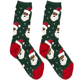 Green And White Santa Short Crew Socks