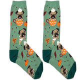 Green Dog Coffee Cup Short Crew Socks