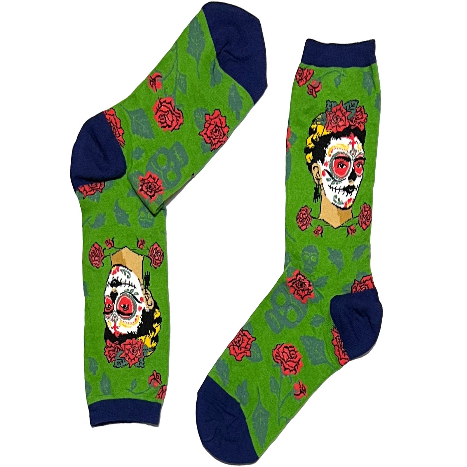 Green Frida Kahlo Potrait Short Crew Socks