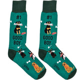 Green Good Boy Dog Socks