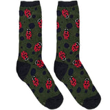 Green Lady Bug Short Crew Socks