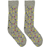 Grey Alphabets Short Crew Socks
