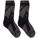 Grey And Black Cat Short Crew Socks