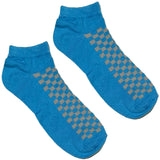 Grey And Blue Chequered Ankle Socks