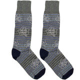 Grey And Blue Flower Socks