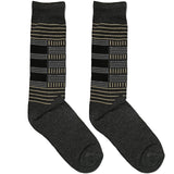 Grey And Brown Box Line Socks