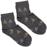 Grey And Brown Tree Ankle Socks