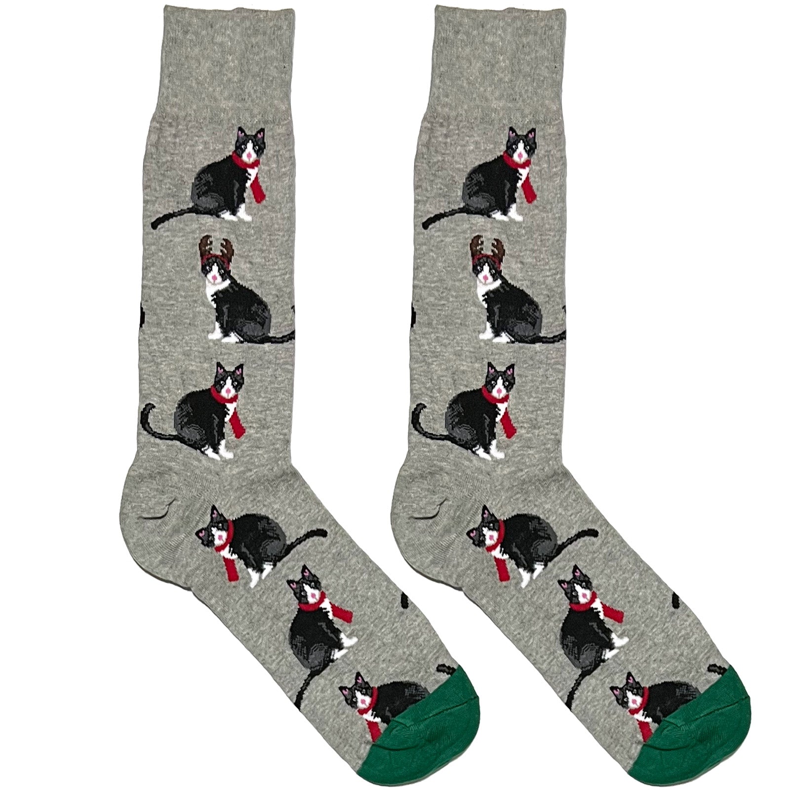 Grey And Green Cat Socks