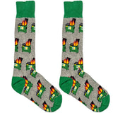 Grey And Green Flame Socks