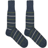 Grey And Green Stripes Socks