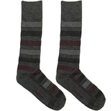 Grey And Maroon Multiple Stripes Socks