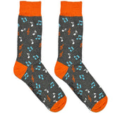 Grey And Orange Music Socks