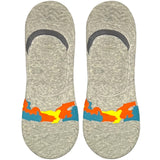Grey And Orange Pattern No Show Socks
