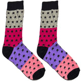 Grey And Pink Stars Short Crew Socks