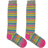 Grey And Pink Stripes Socks