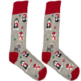 Grey And Red Fluffy Dog Socks