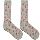 Grey And Red Leaf Socks