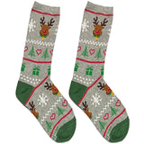 Grey Christmas Deer Short Crew Socks