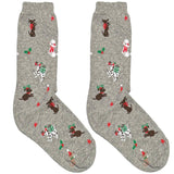 Grey Christmas Dog Short Crew Socks