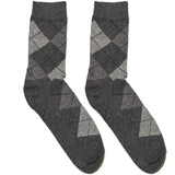 Grey Diamond Pattern Short Crew Socks