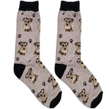 Grey Fluffy Dog Short Crew Socks