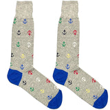 Grey Multicolor Anchor Socks