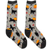 Grey Pumpkin Cat Shorts Crew Socks