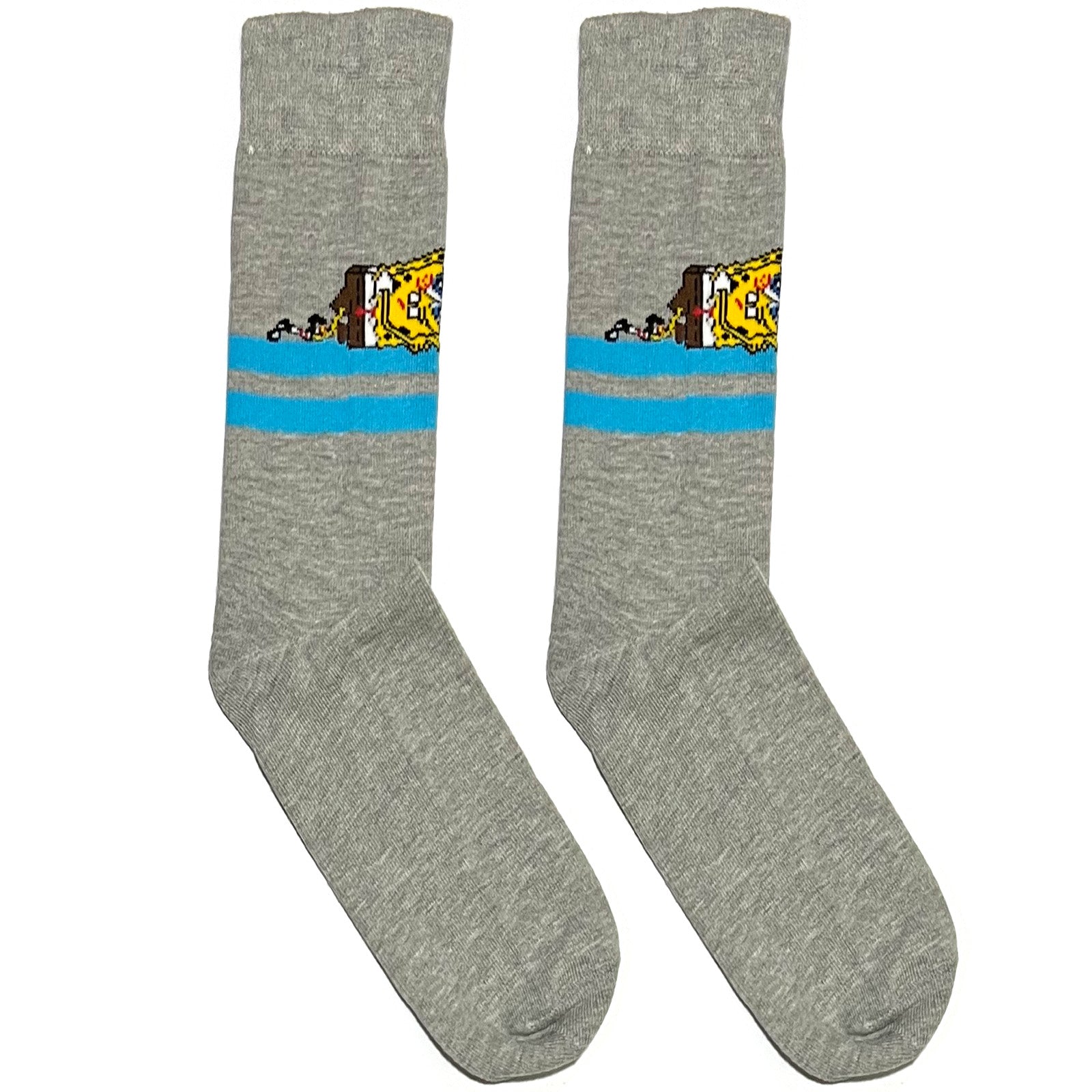 Grey Sponge Bob Stripe Socks