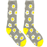 Grey Sun Flower Short Crew Socks