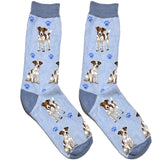 Light Blue And Brown Dog Short Crew Socks